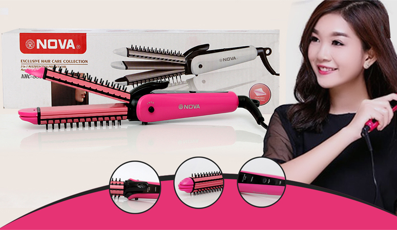 Nova 3 in 1 Professional Hair Straightener, Hair crimper plus Hair Curler